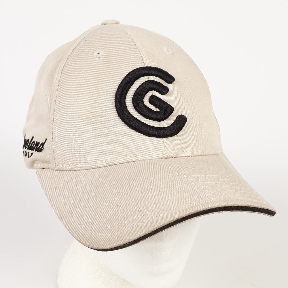 Cleveland Golf Embroidered Logo FlexFit Ball Cap Hat Size S/M Beige